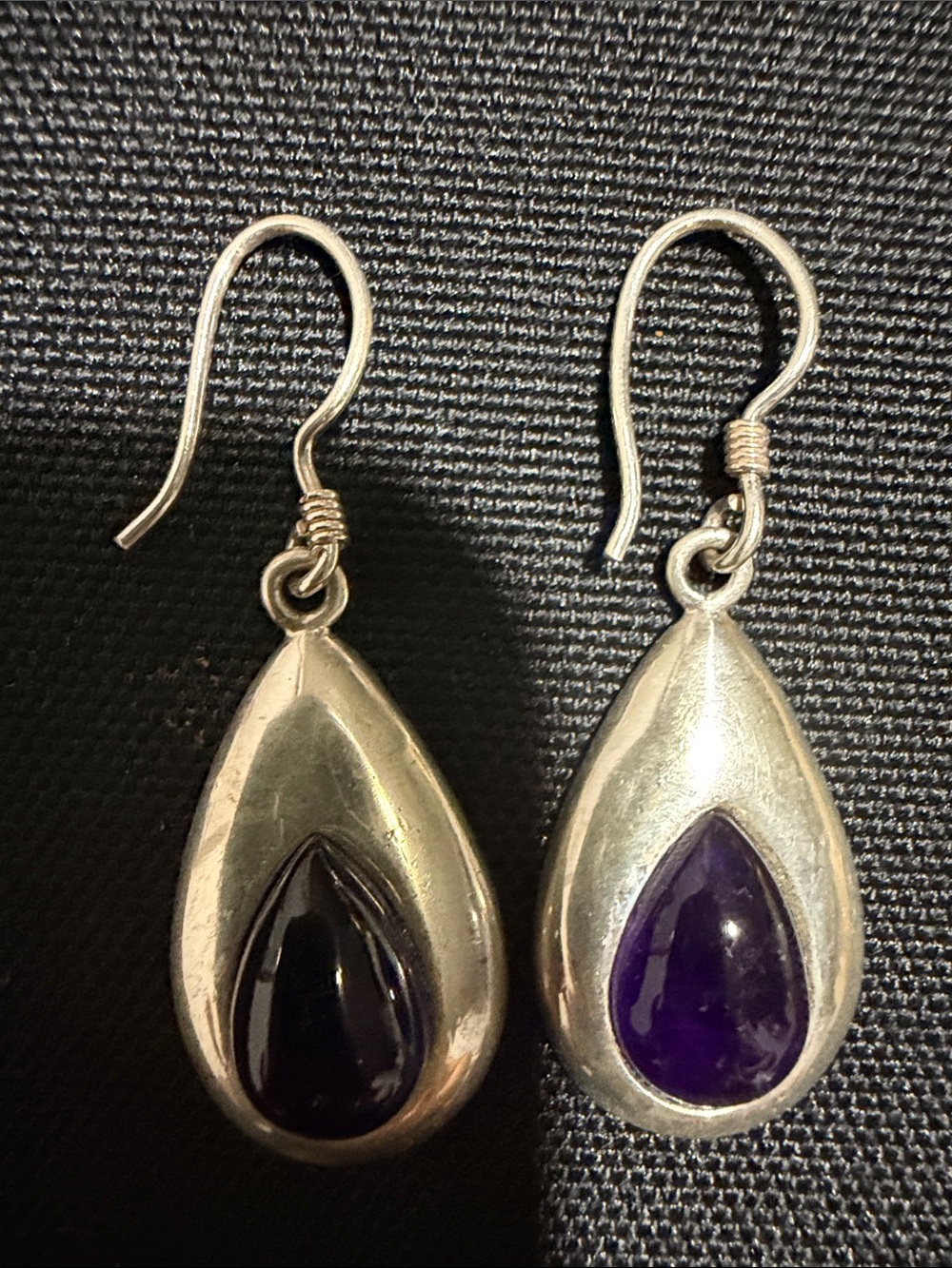 Mexican Solver 925 Teardrop Amethyst Drop Earrings - Purple